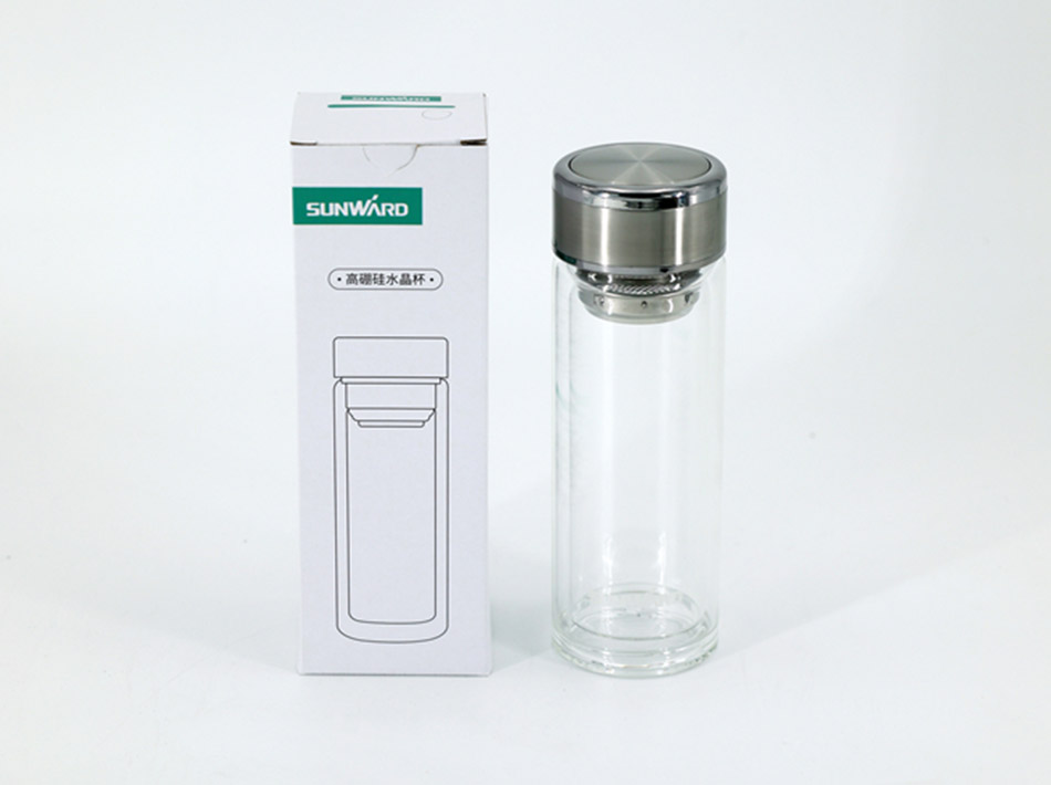 380ml 고붕규산염 크리스탈 컵 이중층 화상 방지 유리 컵 차 물 분리 물컵